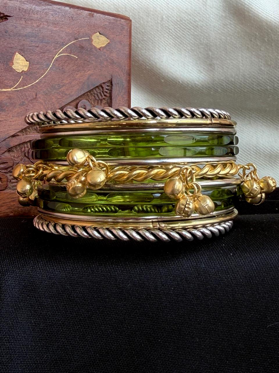 Acrylic Jelly Bangles with Metal Bangles set