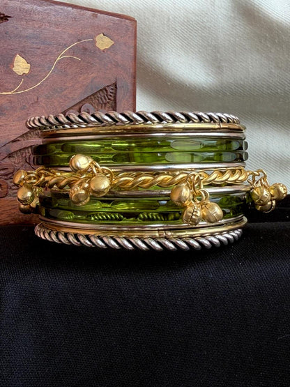 Acrylic Jelly Bangles with Metal Bangles set