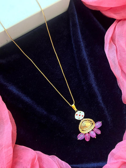 Kundan Pendant Chain Necklace