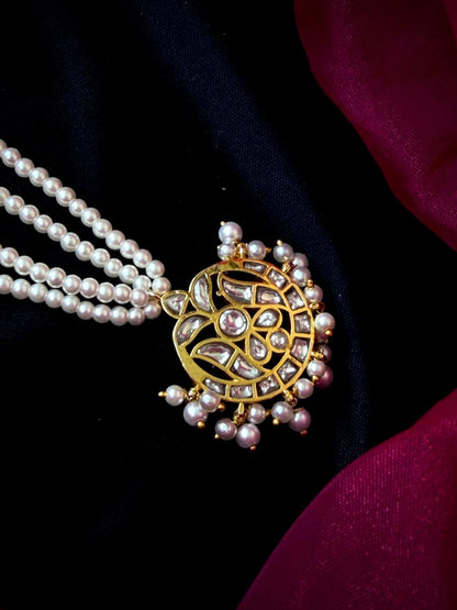 Pachi Kundan Pendant Pearl Mala Necklace