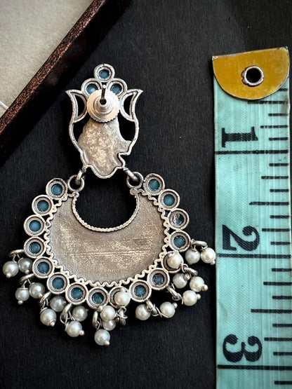 Oxidized Antique Look Stone work Drop Earring