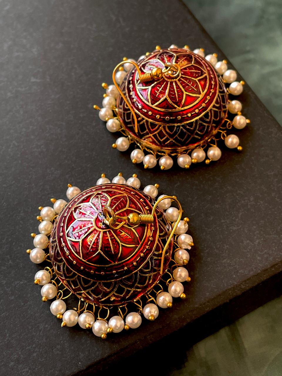 Meenakari Dome Shape Jhumka Earring