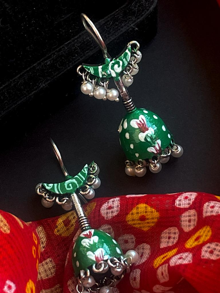 Hand Painted Chandbali with Jhumki Earring