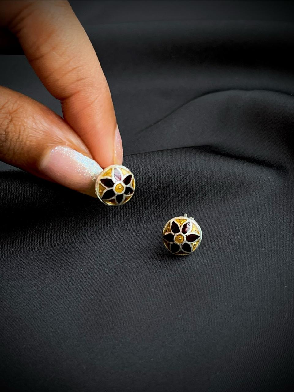 Meenakari 92.5 Silver Stud Earring