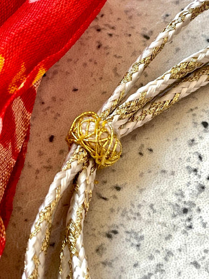 Golden Pendant with Natural and Pumpkin Beads Necklace