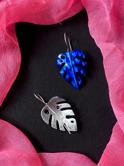 Hand Painted Leaf Shape Oxidized Earring