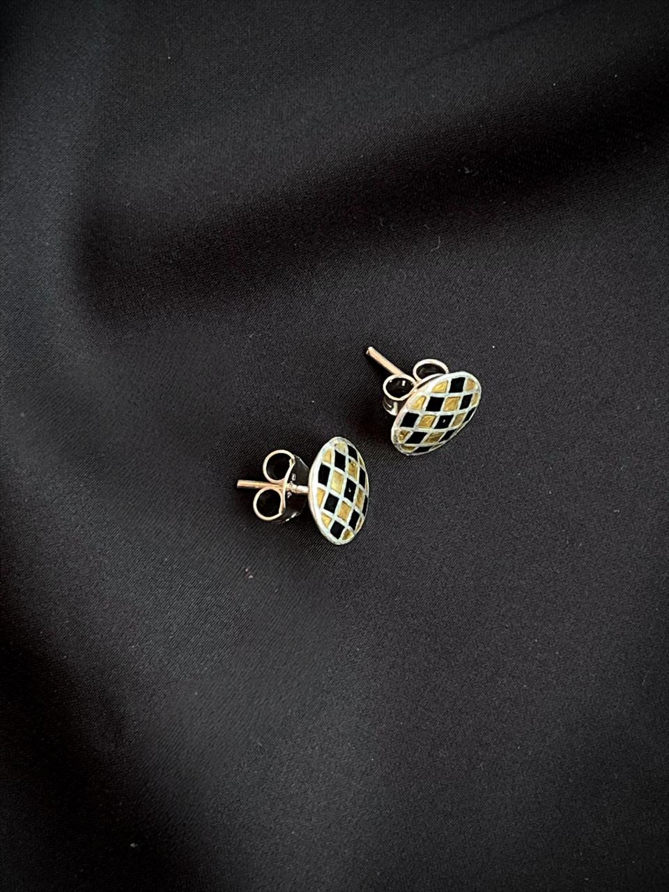 Meenakari Geometrical 92.5 Silver Stud Earring