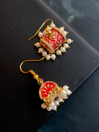 Meenakari Box and Jhumki set of 2 pairs