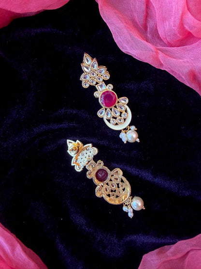 Kundn Meenakari Pendant Mala Moti Necklace with Earring set