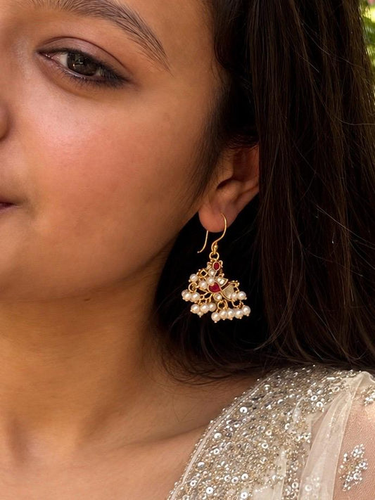 Pachi Kundan Beaded Bird Shape Earring