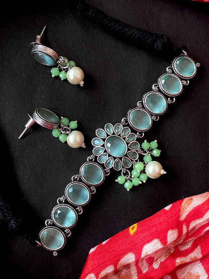 Monalisa Stone Partwear Choker with Earring Set