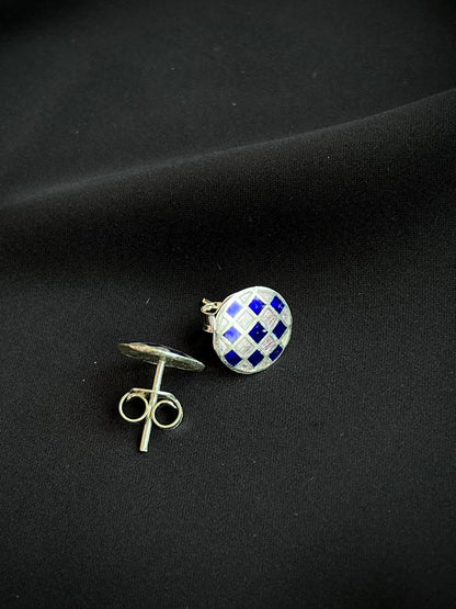 Meenakari Geometrical 92.5 Silver Stud Earring