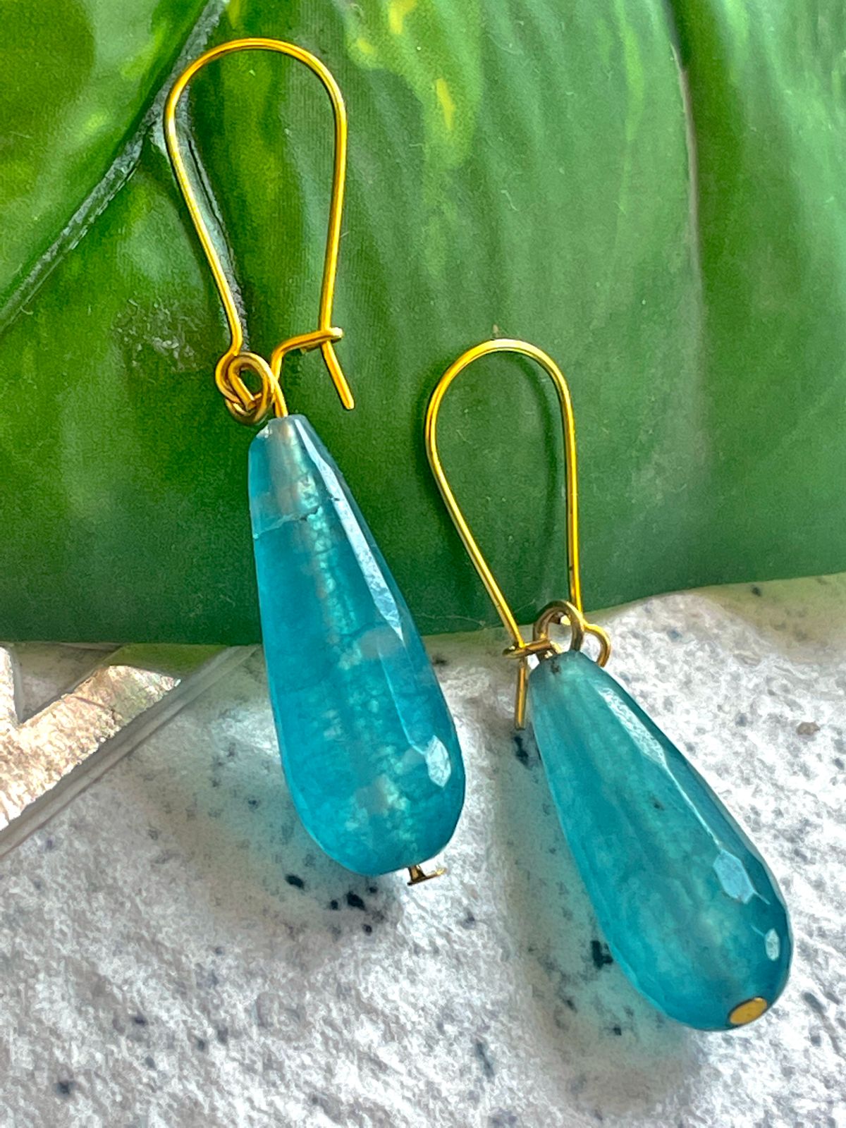 Semi Precious Droplet Stone Earring