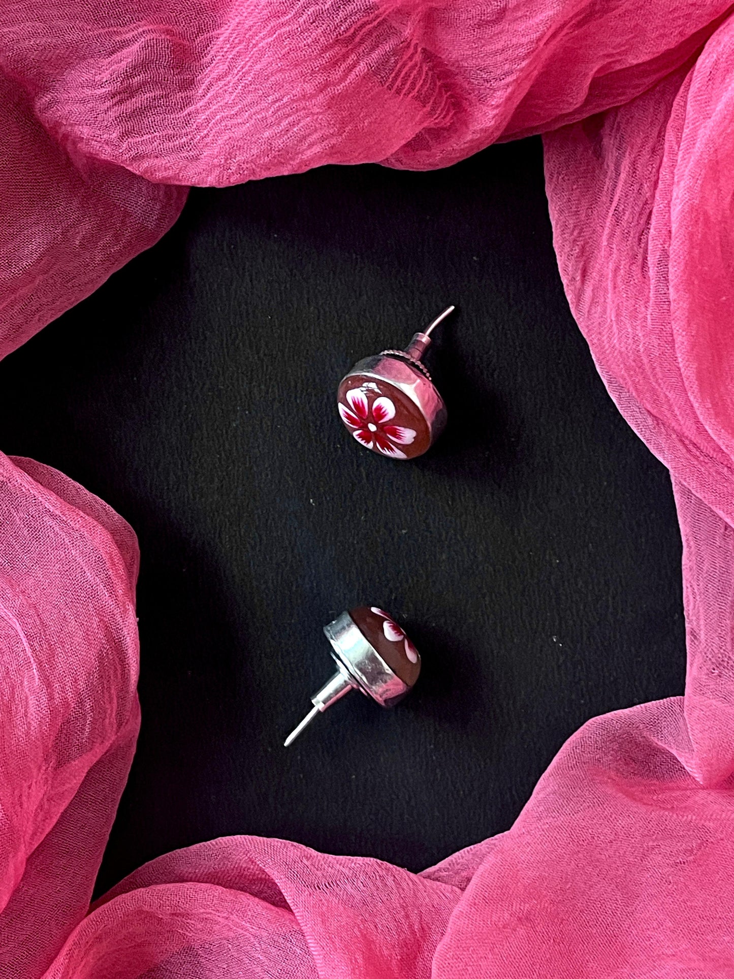 Hand Painted Monalisa Stone Stud Earring