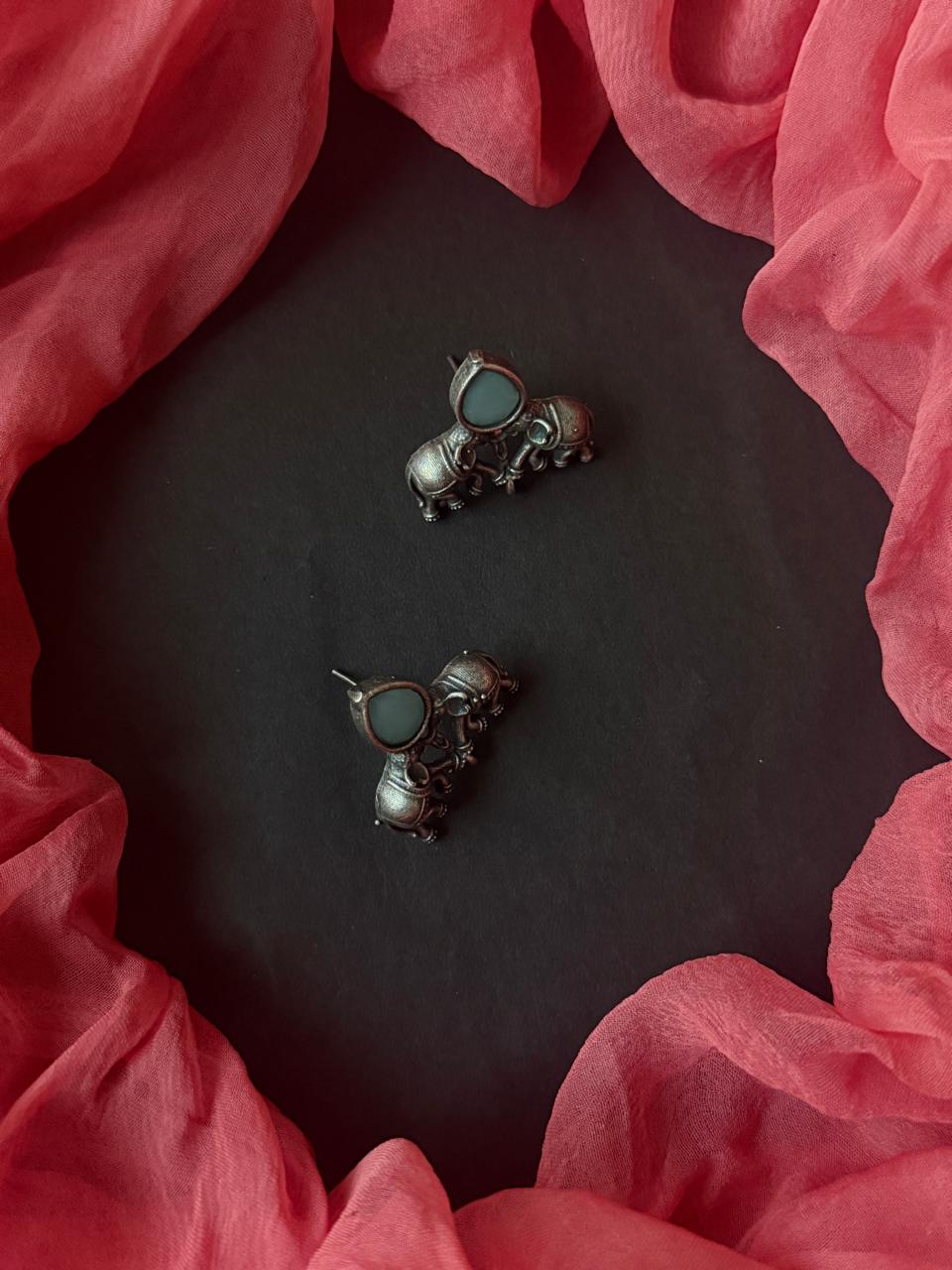 Monalisa Stone Oxidized Choker with Earring set