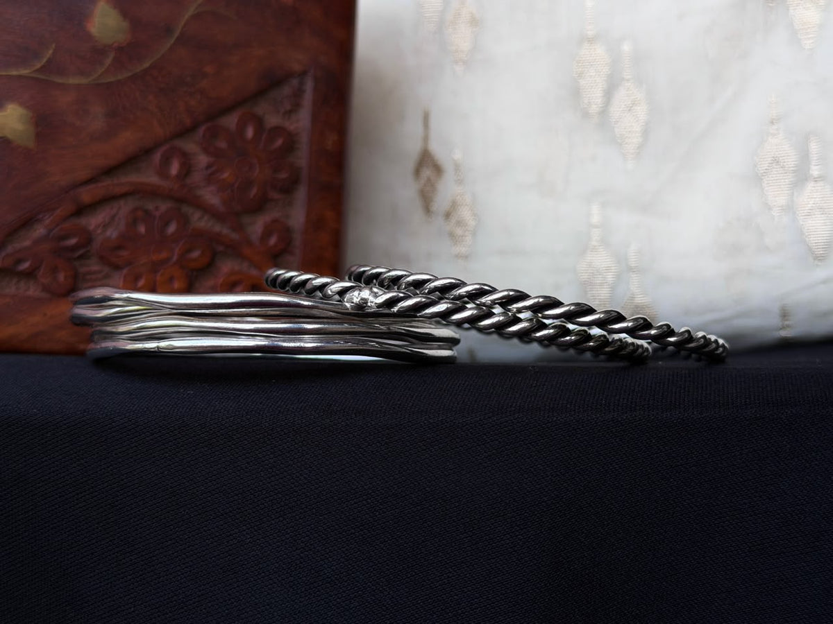 Oxidized Silver Replica Bangle set