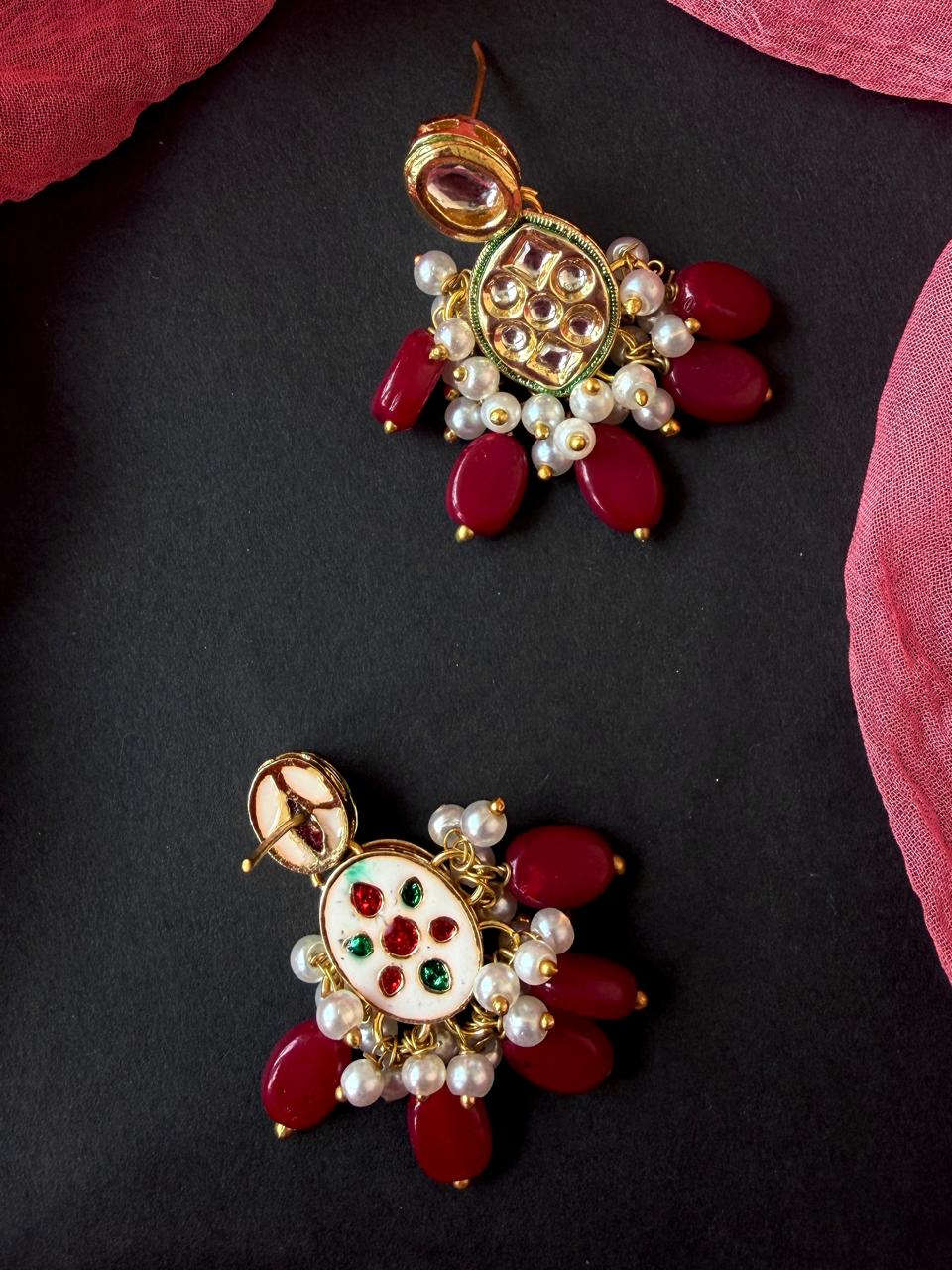 Stone Beads with Kundan Earring
