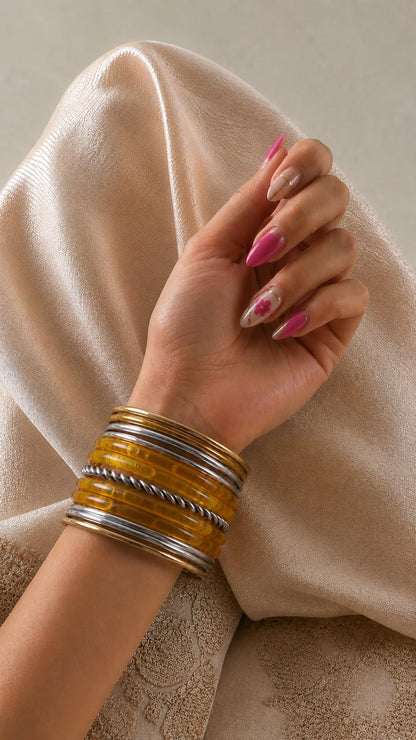 Acrylic Jelly Bangles with Metal Bangles set
