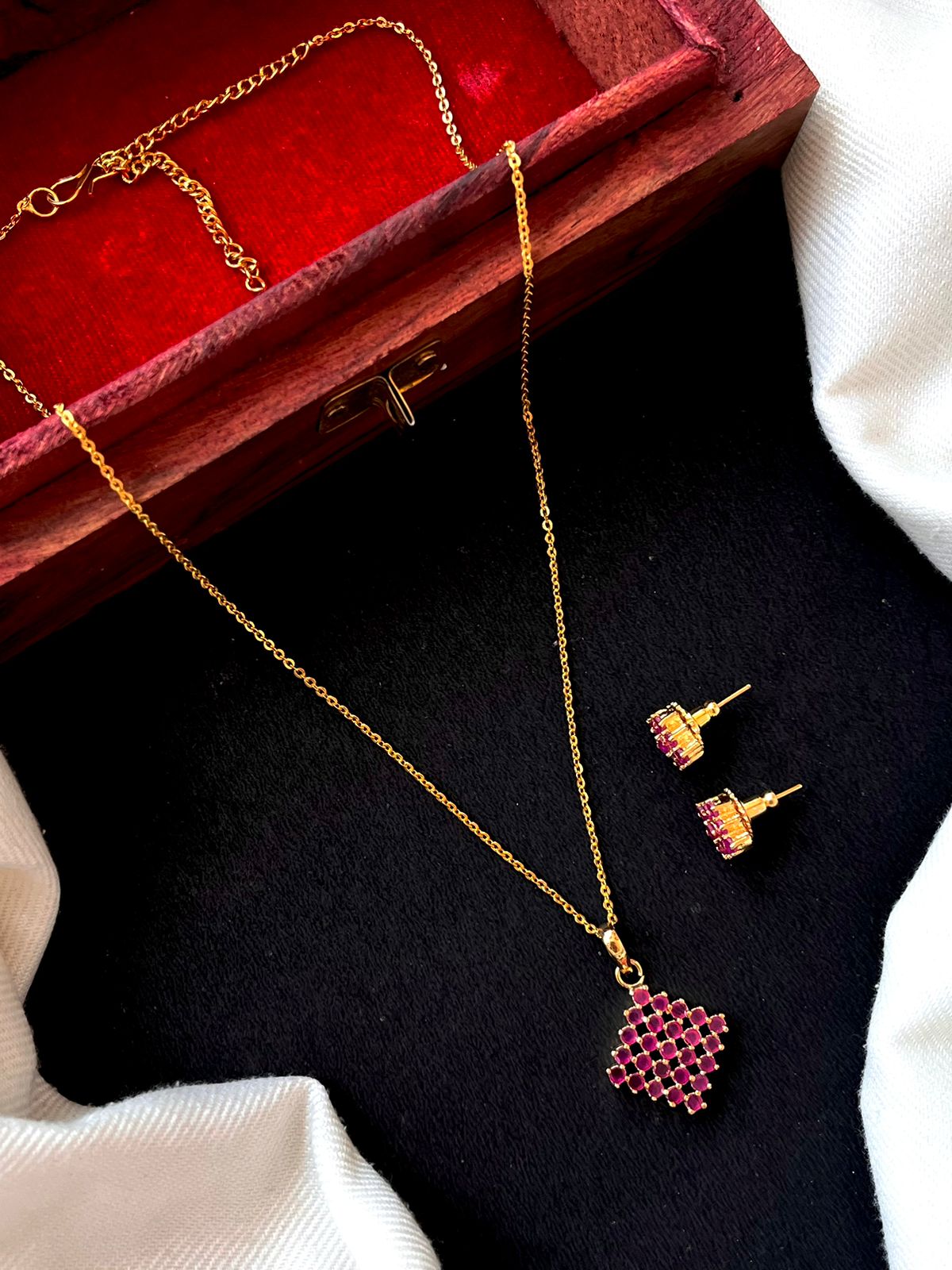 AD Square Pendant with Earring Set