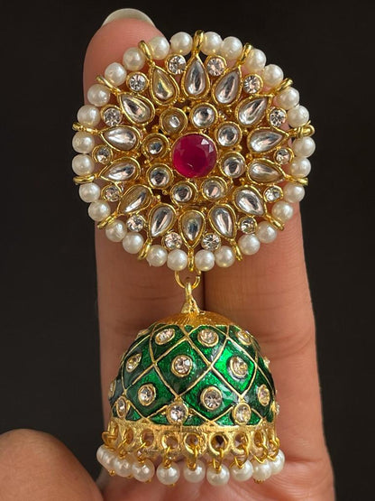 Meenakari Dome Shape Jhumka Earring