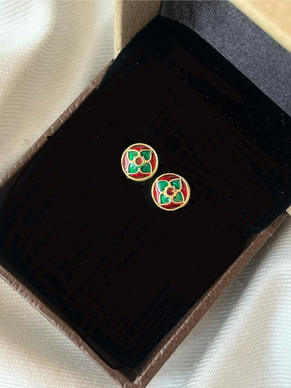 Gold- Plated Meenakari Small Stud Earring
