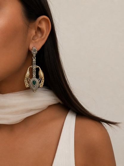 Dual Tone Oxidized Earring