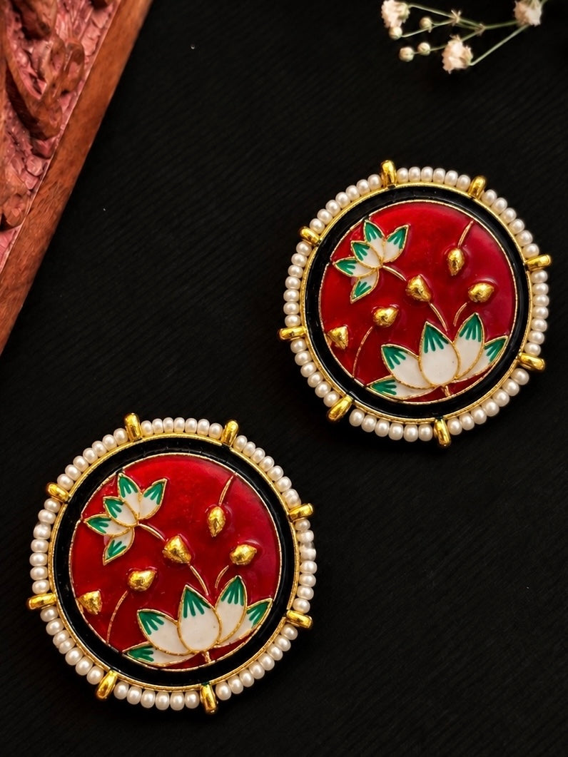 Meenakari Handmade Round Shape Stud Earring
