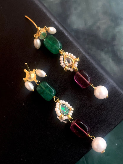 Semi Precious Stones with Pearl and Pachi Kundan Earring