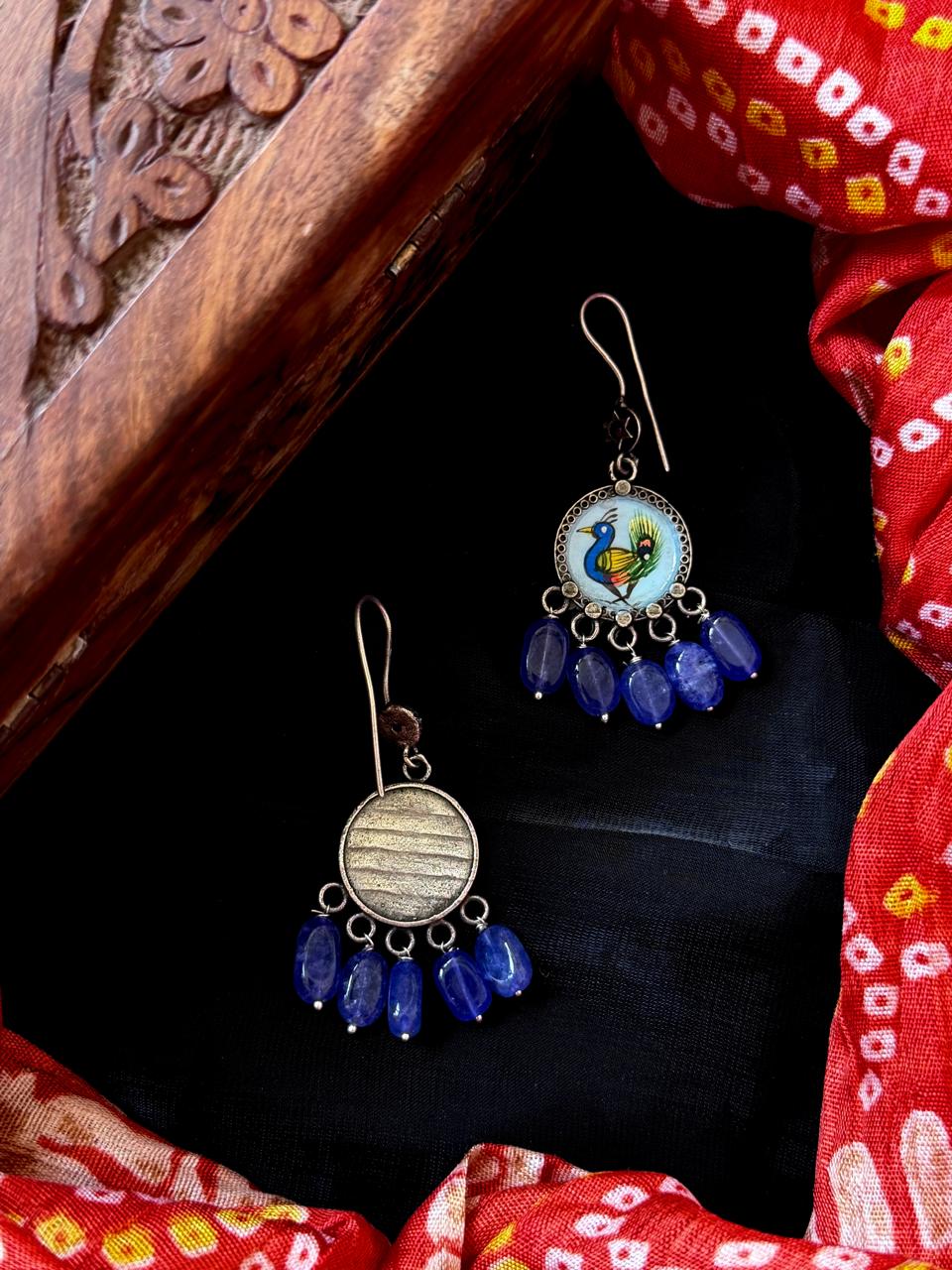 Hand Painted Top Jade Stone Earring