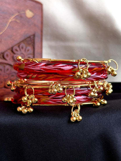 Glass Bangles with Metal Bangles set