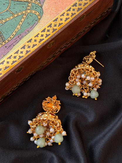 Matt Finish Golden Temple Necklace with Earring set