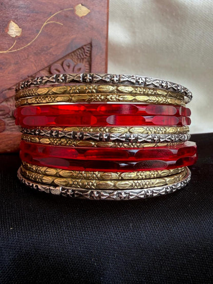 Acrylic Jelly Bangles with Metal Bangles set