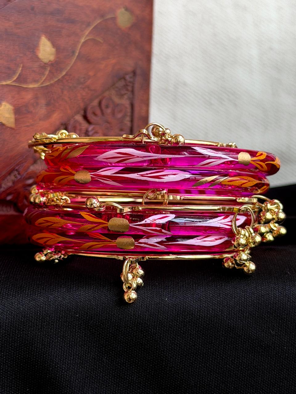 Glass Bangles with Metal Bangles set