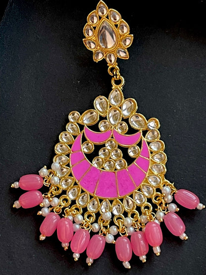 Meenakari Chandbali Long Earring