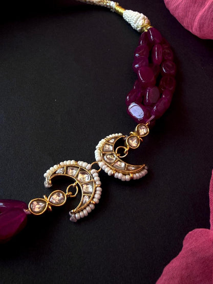 Pachi Kundan Pendant Stone Beaded Mala Necklace