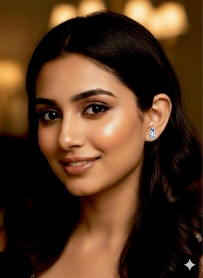 Meenakari Peacock Shape 92.5 Silver Stud Earring