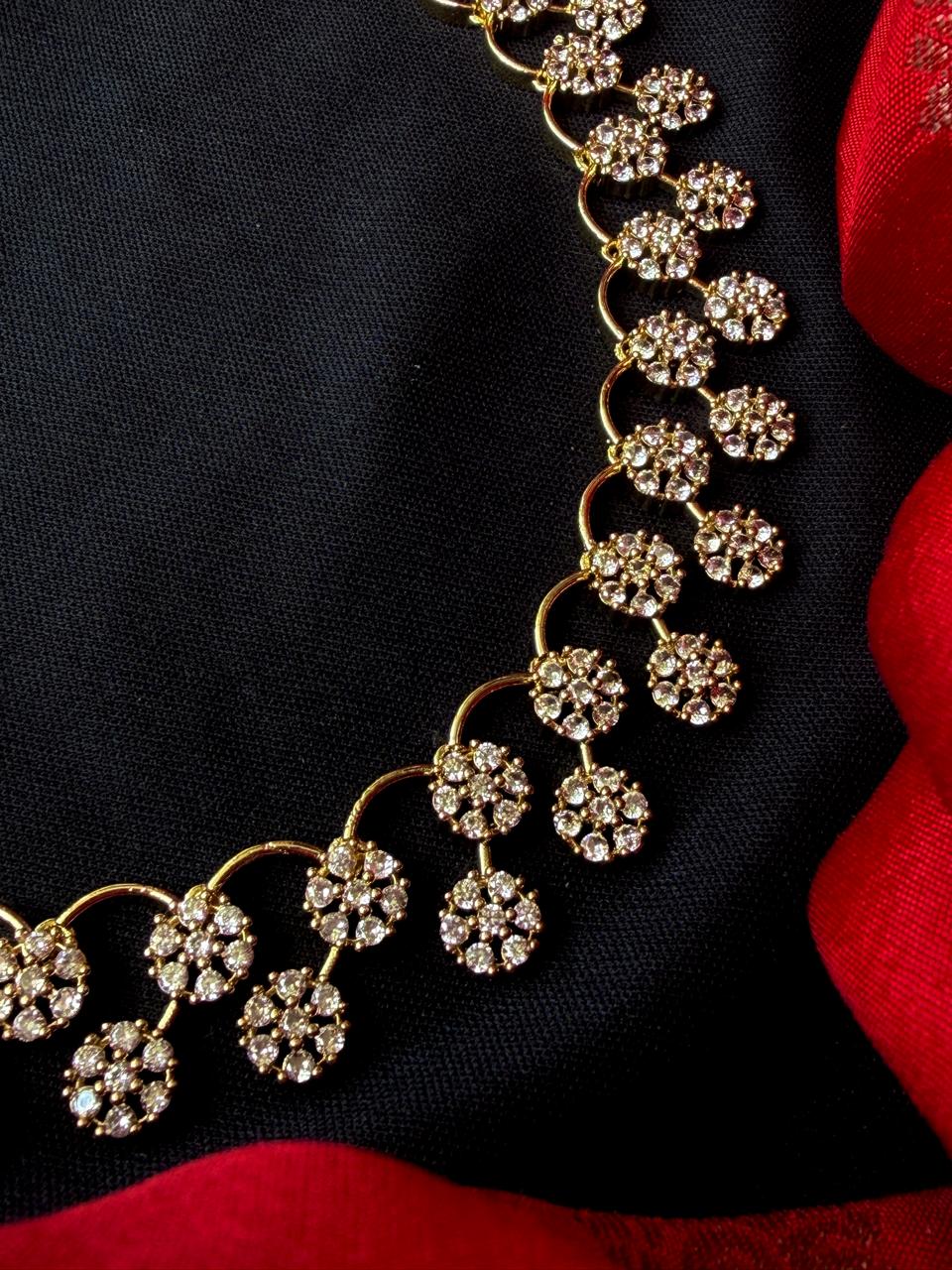 AD Stone Partywear Choker with Earring set