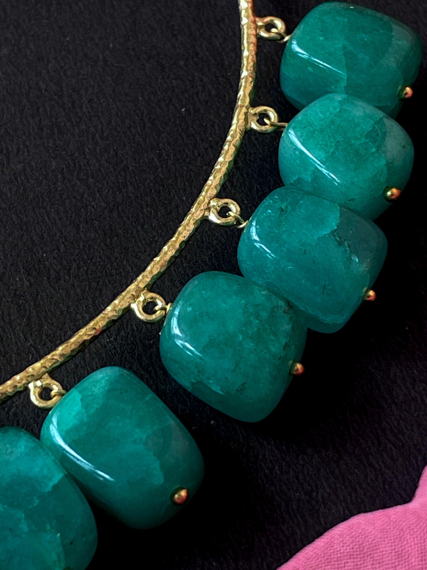 Jade Stone Golden Choker Necklace