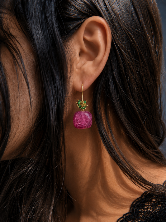 Stone Beads Gold Plated 92.5 Silver Earring