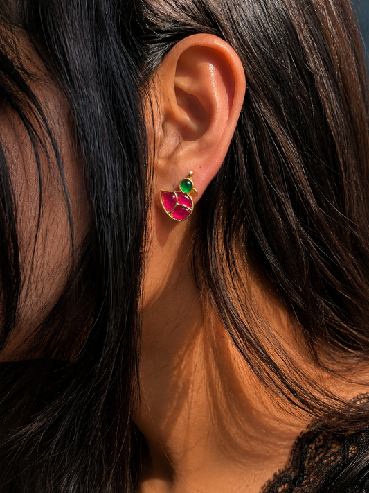 Pachi Kundan Duck Shape Small Stud Earring