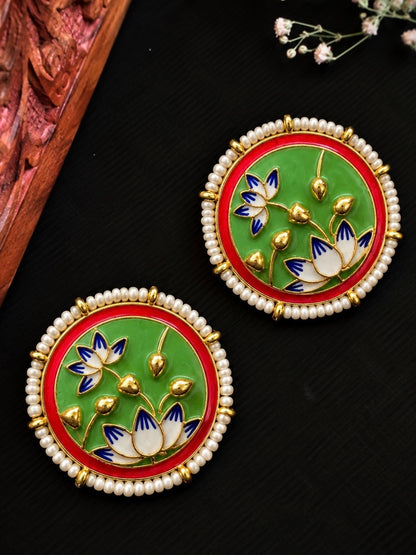 Meenakari Handmade Round Shape Stud Earring