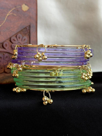 Acrylic Bangles with Metal Bangles set