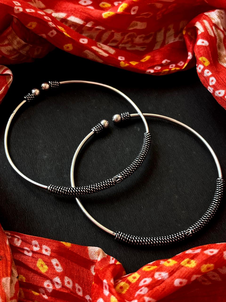 Oxidized Designer Anklet Pair