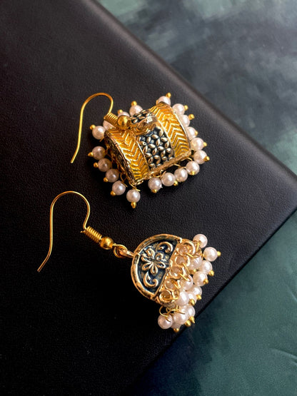 Meenakari Box Shape Double colour Earring