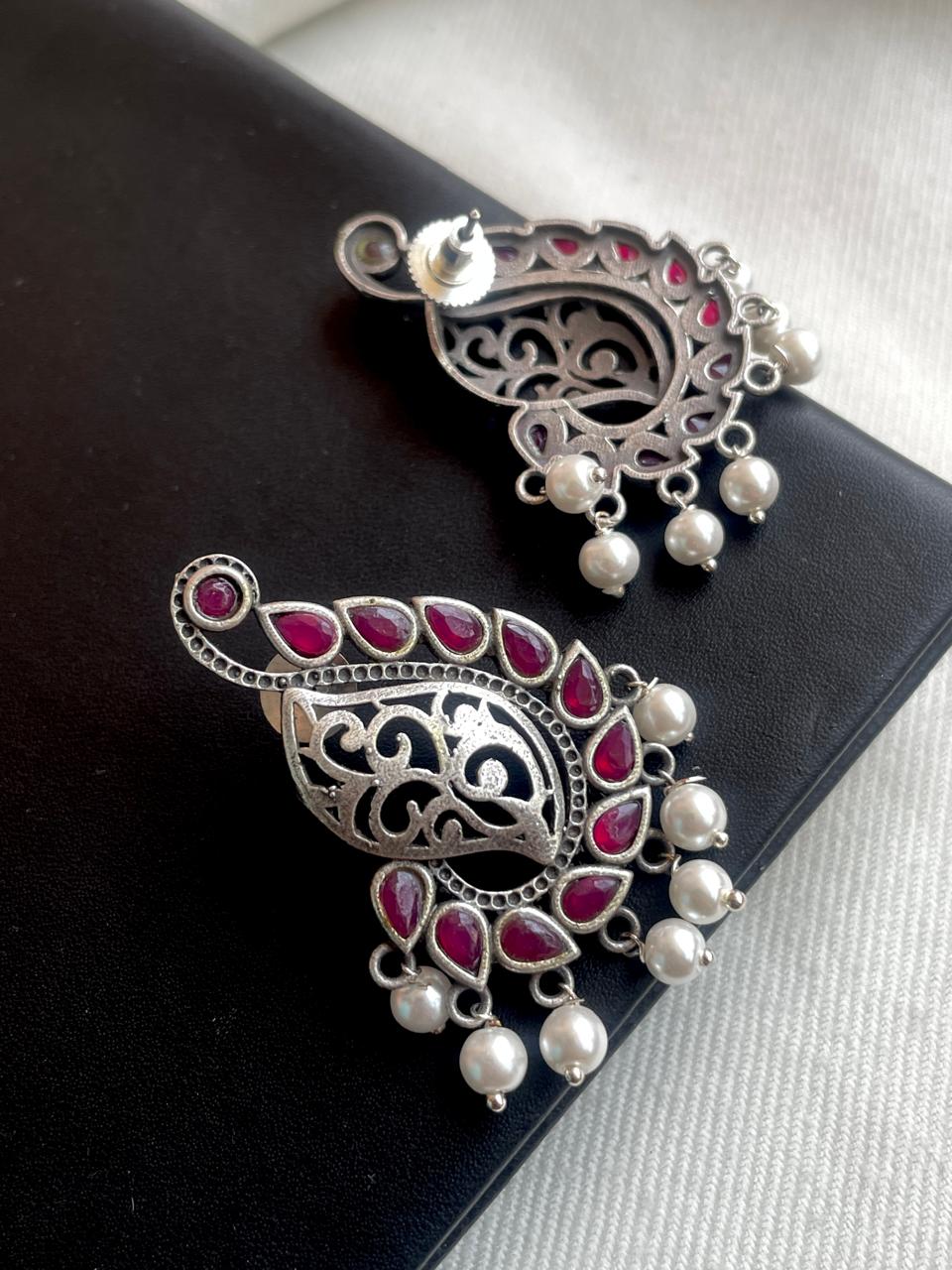 Oxidized Ethnic Big Stud Earring