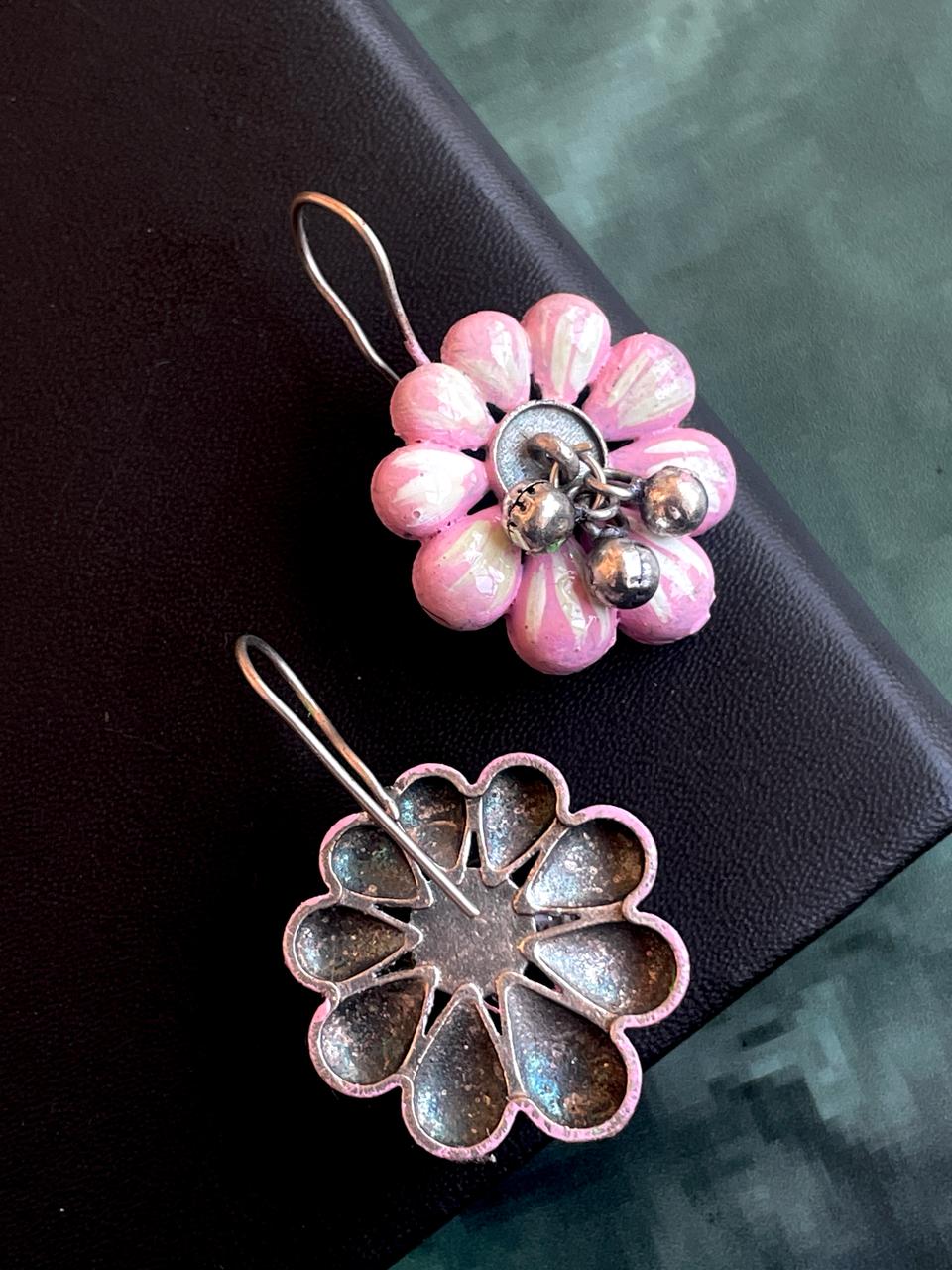 Hand Painted Flower Shape Stud Earring