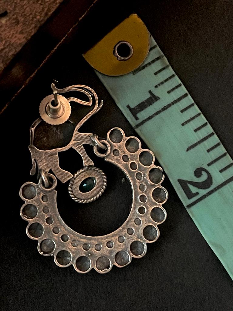 Oxidized Elephant shape Circular Stud Earring