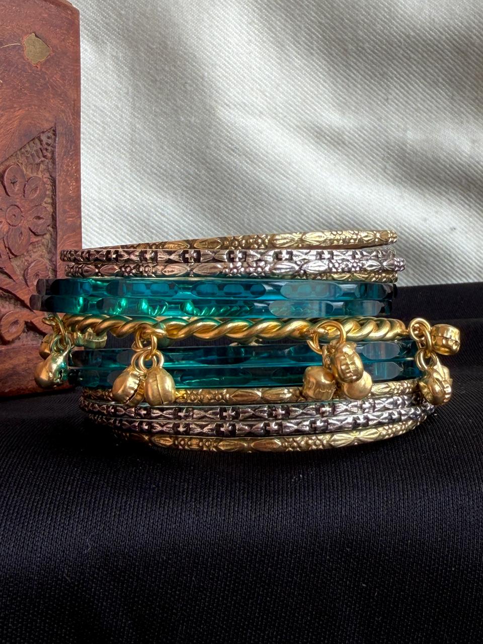 Acrylic Jelly Bangles with Metal Bangles set