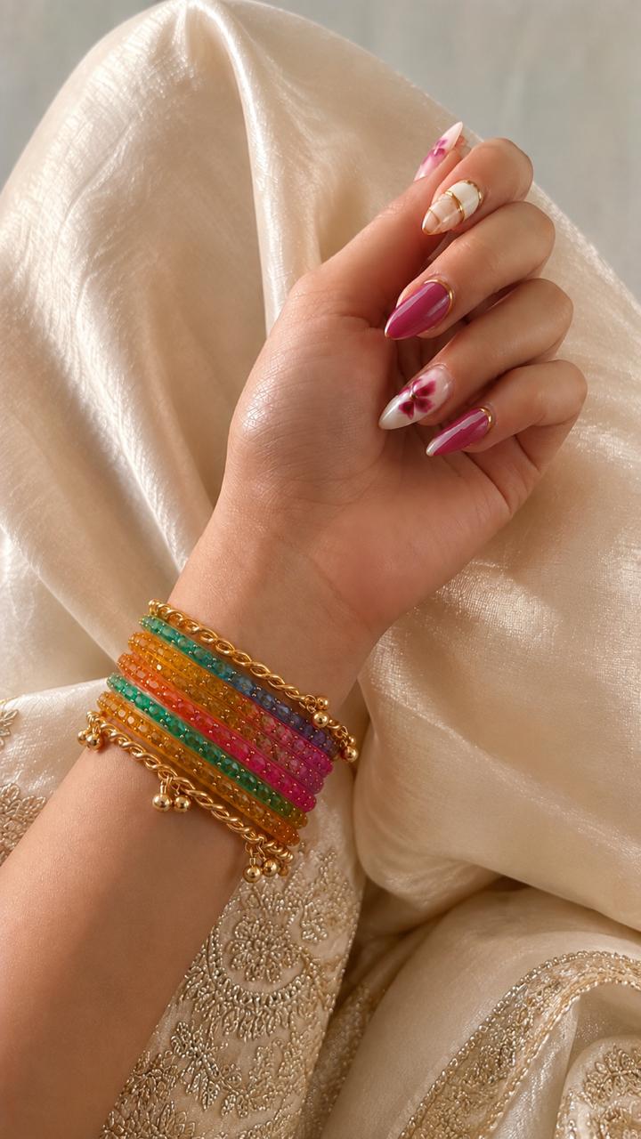Acrylic Bangles with Metal Bangles set