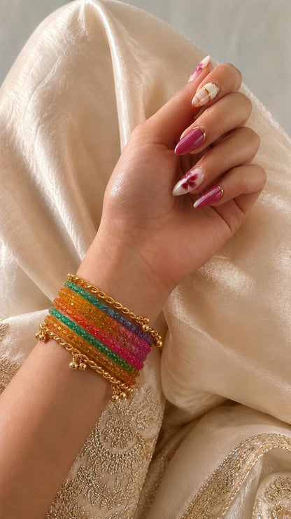 Acrylic Bangles with Metal Bangles set
